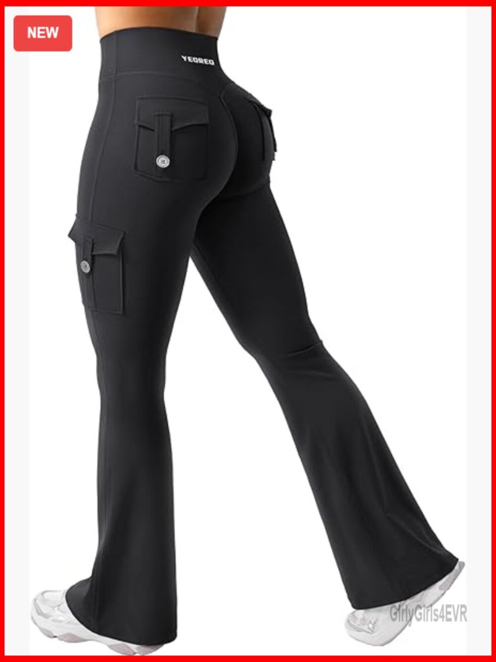 High Waisted Flare Leggings With Pockets Scrunch No Front Seam